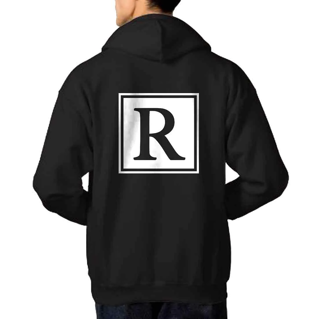 Nutcase Personalised Hoodies for Men Black Sweatshirt-Box Initial - Image 6