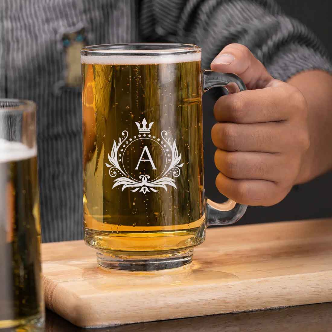Nutcase Personalized Beer Mug-Engraved Beer Cup with Initial - Image 3