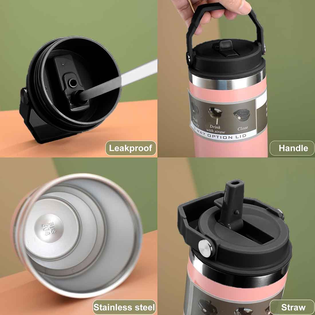 Nutcase Personalized Stainless Steel Tumbler with Lid 600ml-Double Insulated Sipper Bottle - Image 5