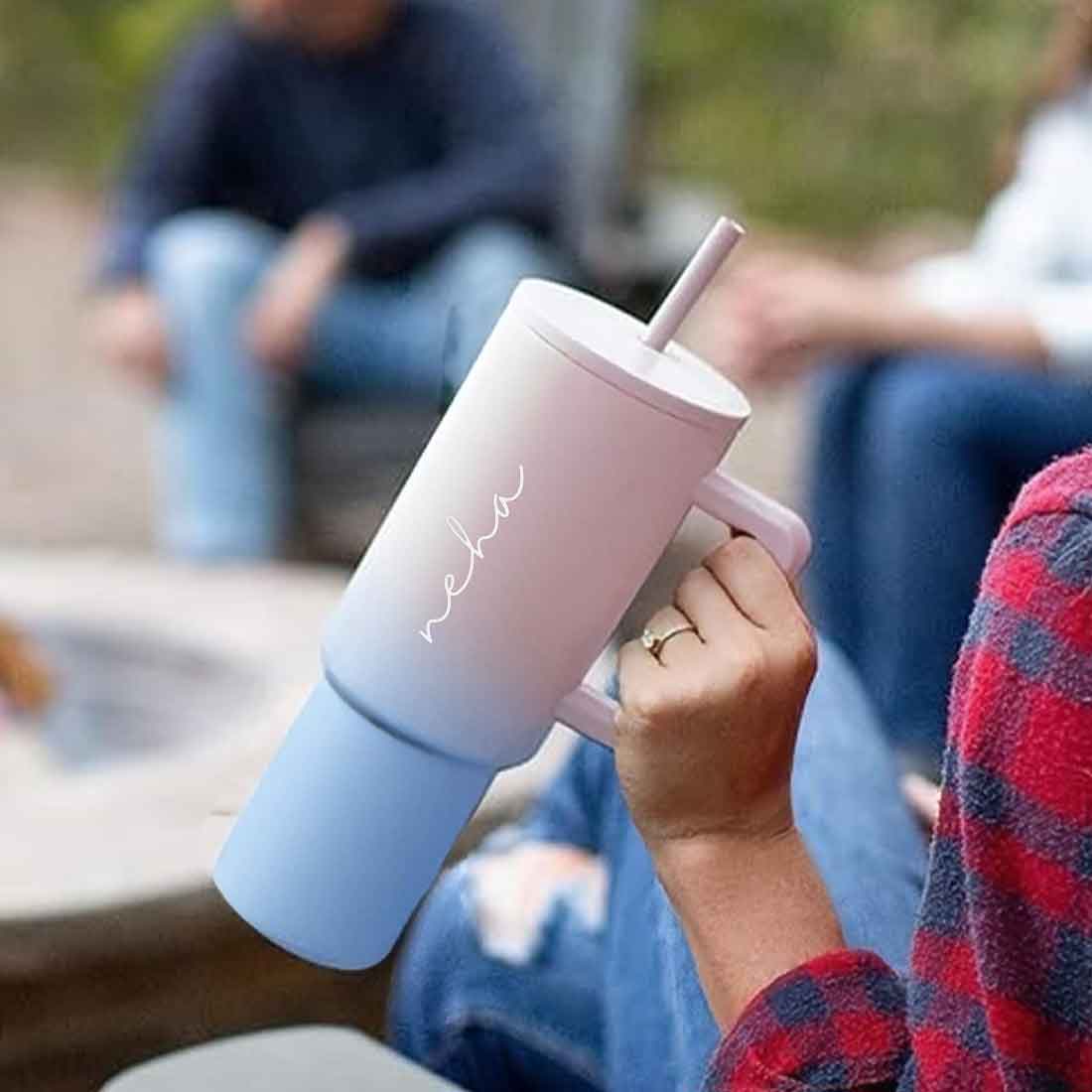 Nutcase Personalized Travel Mug with Lid and Straw for Water, Drinks Large Travel Cups 1200ml - Image 15