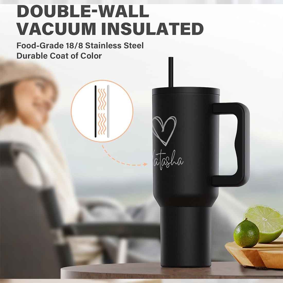 Nutcase Personalized Travel Mug with Lid and Straw for Water, Drinks Large Travel Cups 1200ml - Image 20