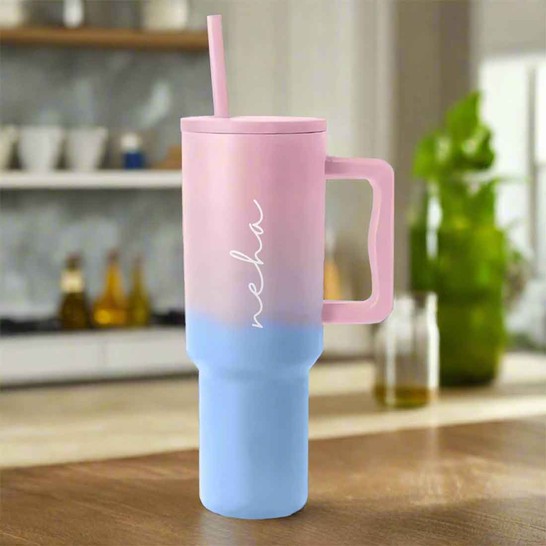 Nutcase Personalized Travel Mug with Lid and Straw for Water, Drinks Large Travel Cups 1200ml - Image 5