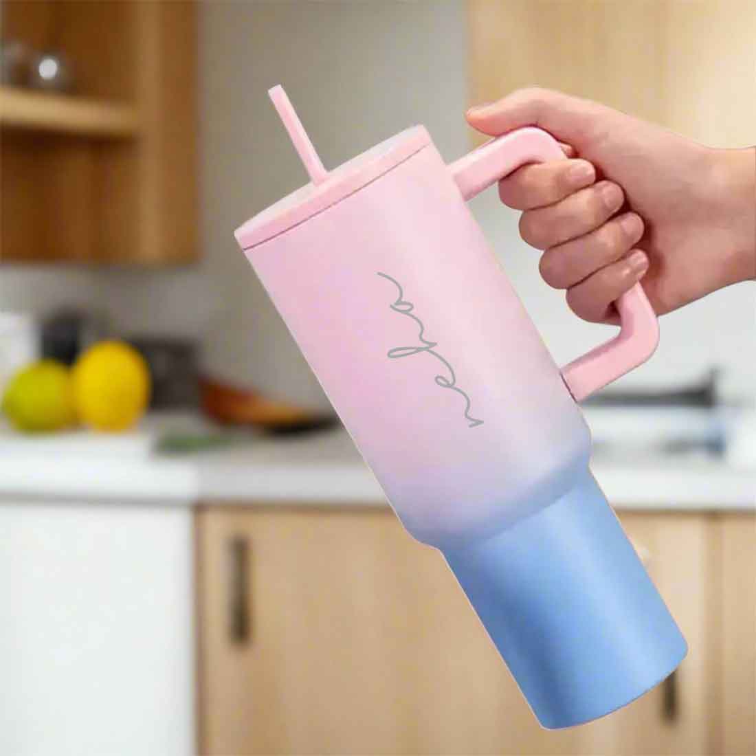 Nutcase Personalized Travel Mug with Lid and Straw for Water, Drinks Large Travel Cups 1200ml - Image 8