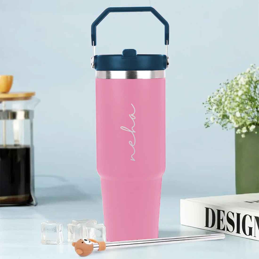 Nutcase Personalized Tumbler with Straw and Handle 900ml - Double Wall Vacuum Sipper Bottle