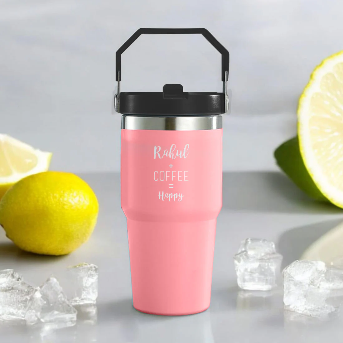 Nutcase Personalized Tumbler with Straw-Double Insulated Sipper Bottle with Handle 600ml