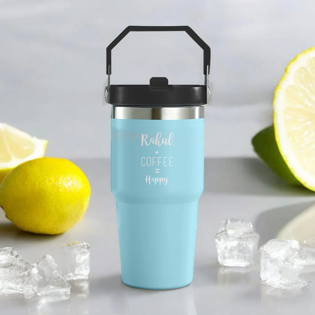 Nutcase Personalized Tumbler with Straw-Double Insulated Sipper Bottle with Handle 600ml - Image 2