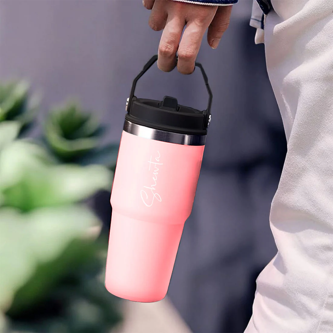 Nutcase Personalized Tumbler with Straw-Double Insulated Sipper Bottle with Handle 600ml - Image 9