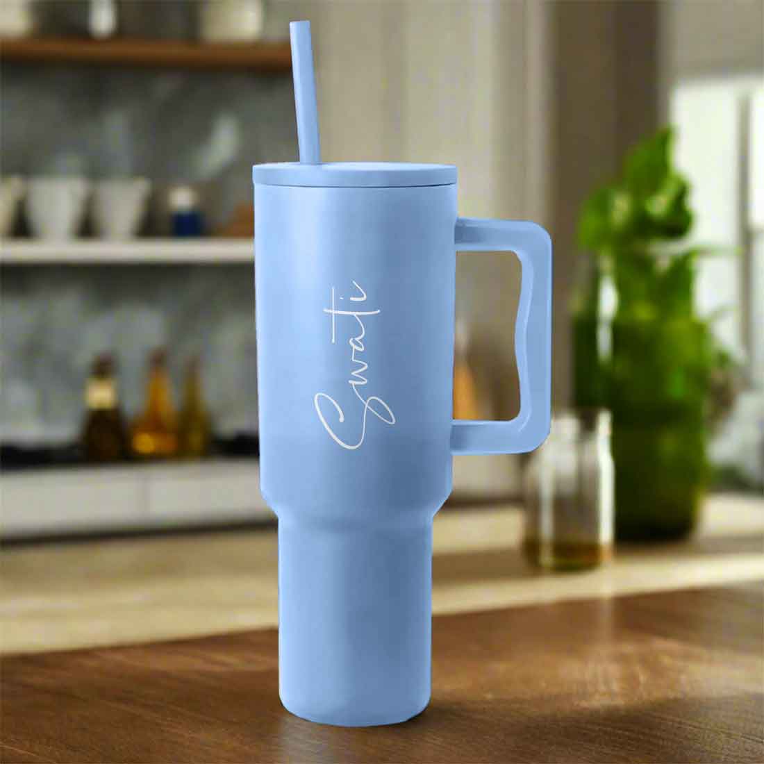 Nutcase Personalized Tumbler with Straw and Lid - Insulated Vacuum Travel Flask 1200ml - Image 4