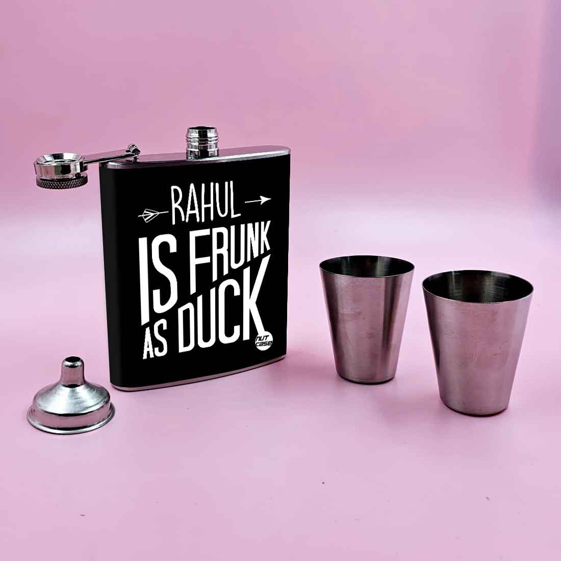 Nutcase Personalized Whiskey Hip Flask with 2 Shot Glasses - Premium Alcohol Flask Gifts Set - Image 2