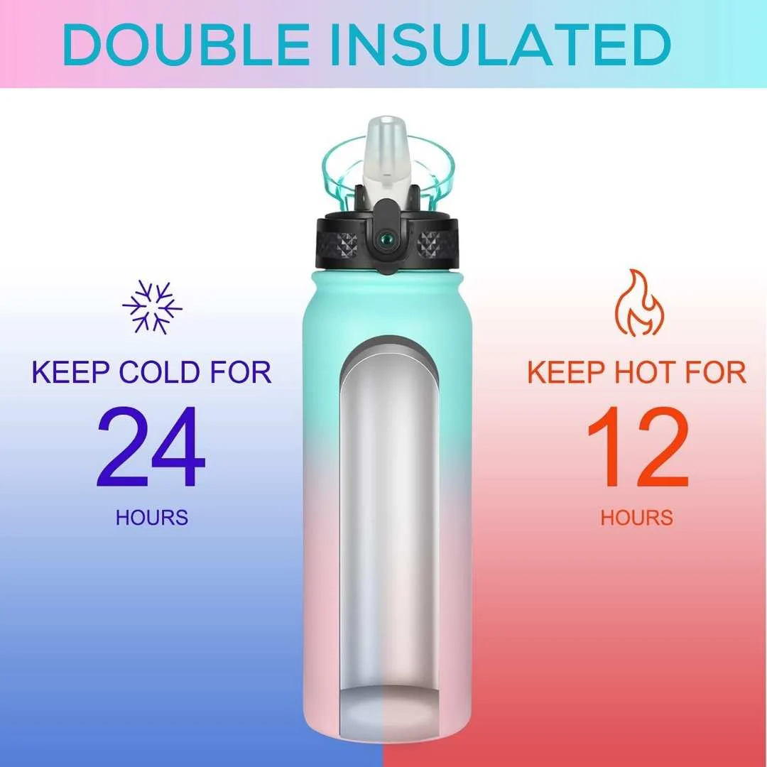 Nutcase Stainless Steel Drink Bottle Personalised with Name - 600ml Premium 304 Sipper Bottle - Image 4