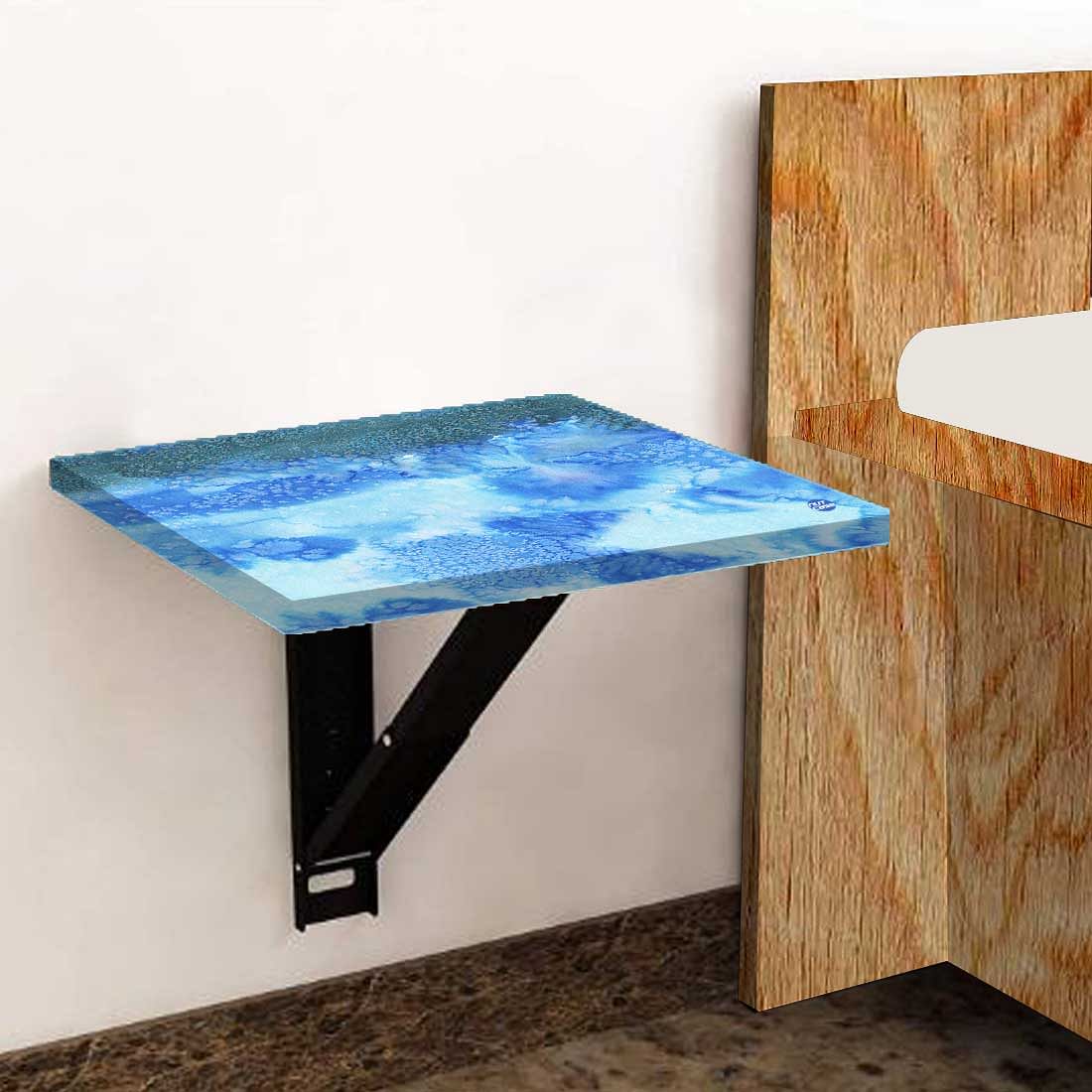 Wall Mount Night Table - Arctic Space Blue Shades Watercolor