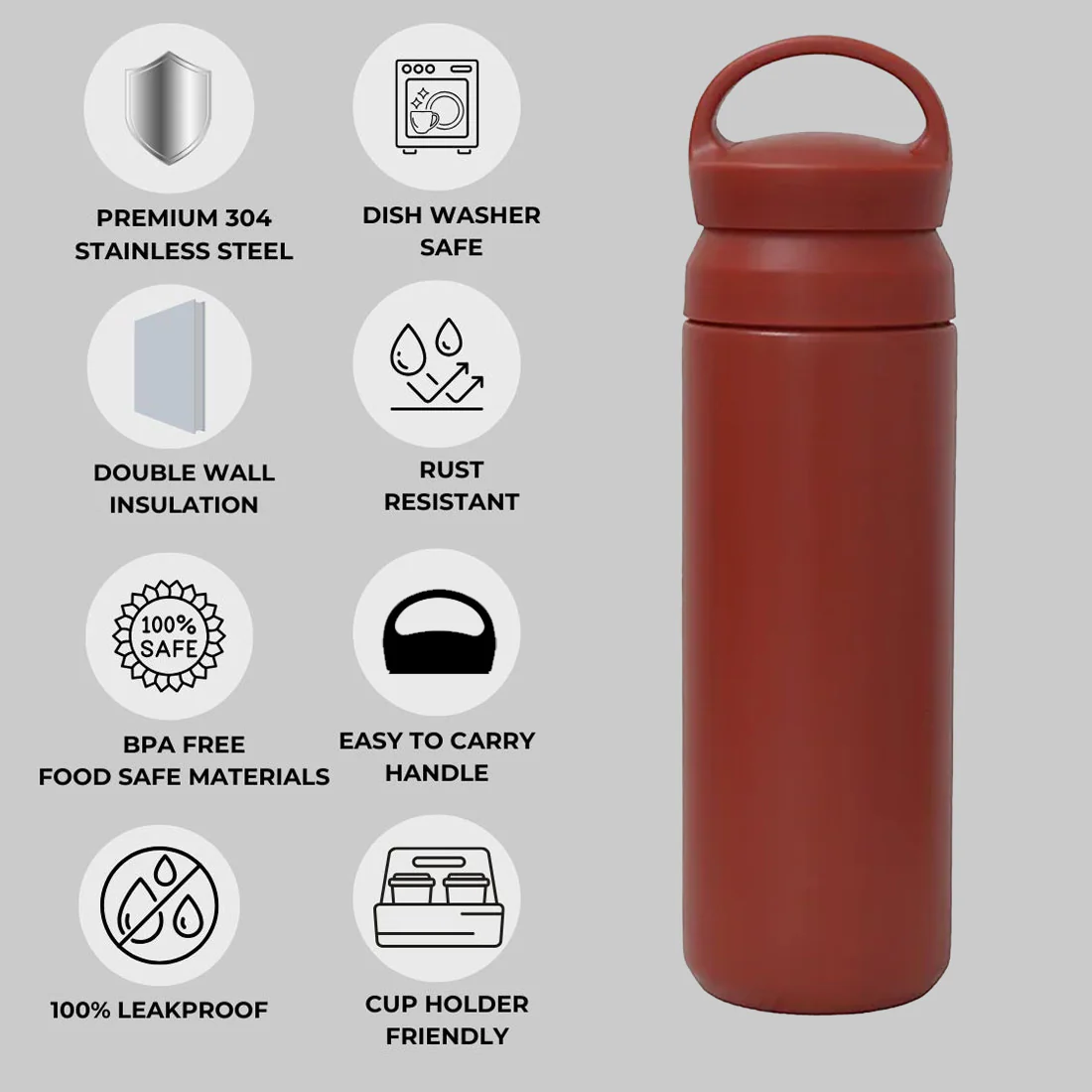 Stainless Steel Drink Bottle Personalised with Name - Insulated Water Bottle 500ml - Heart - Image 4