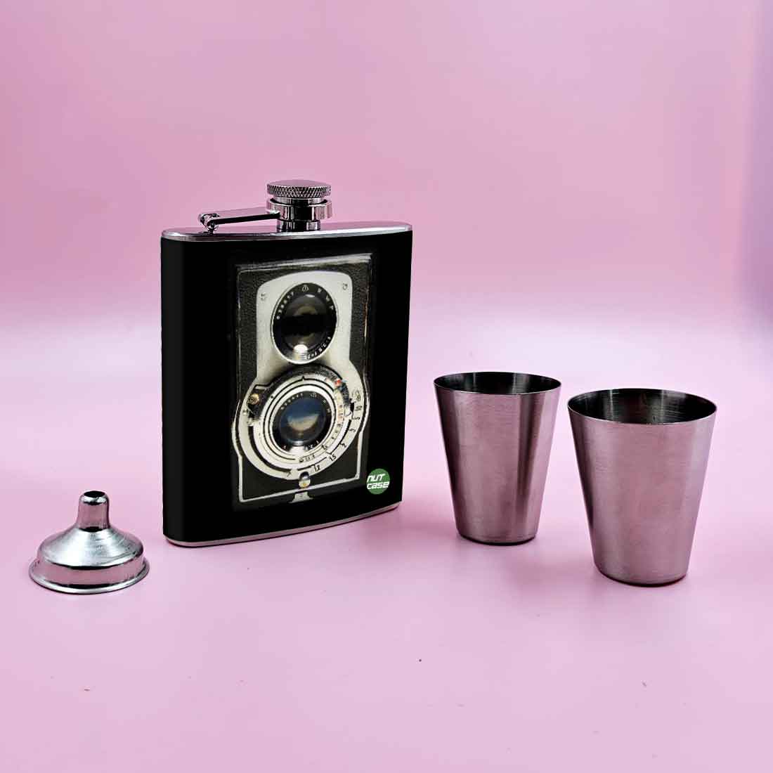 Nutcase Whisky Flask with 2 Shot Glasses - Premium Hip Flask Gifts Set - Image 4