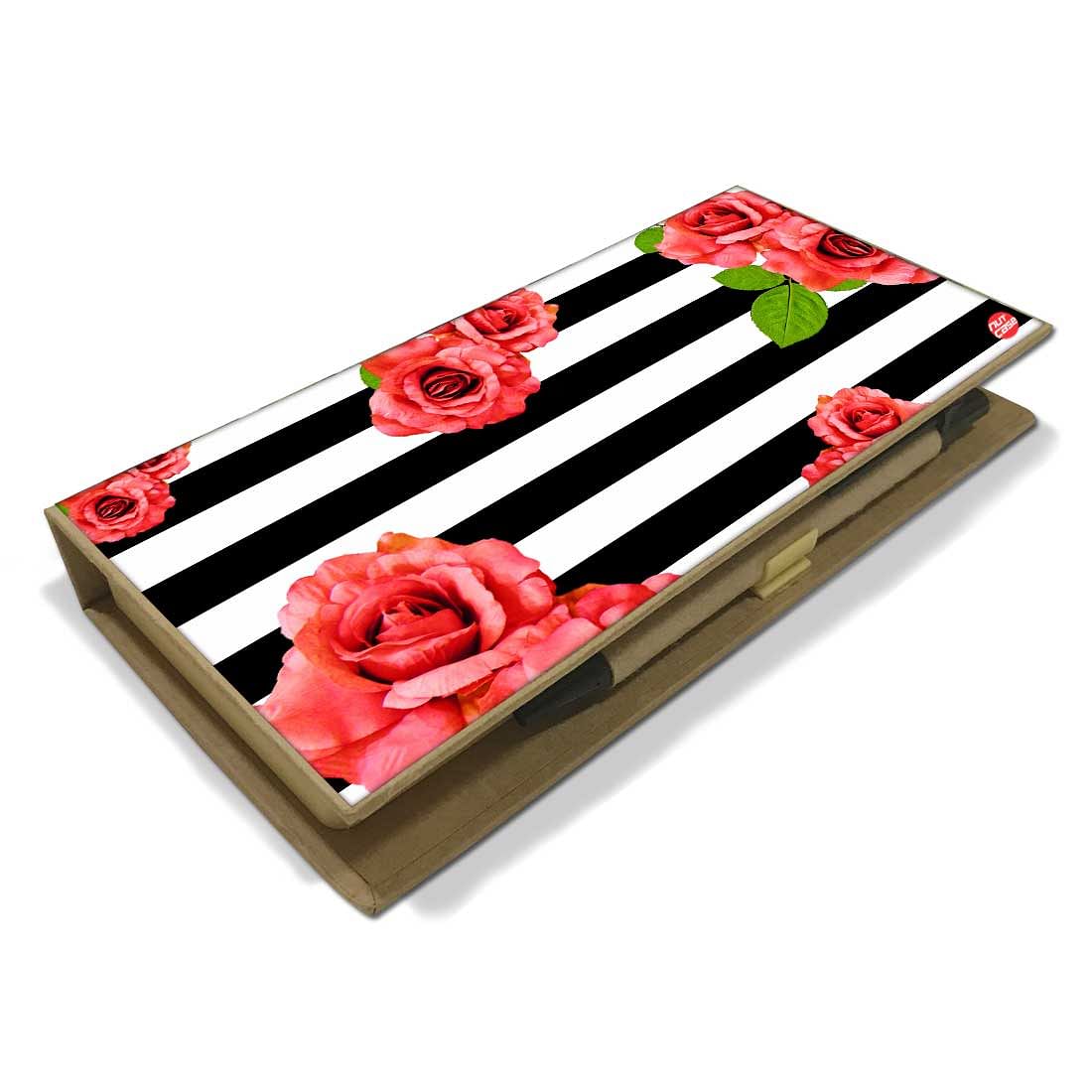 Stationery Kit Desk Organizer Memo Notepad - Floral Stripes - Image 3