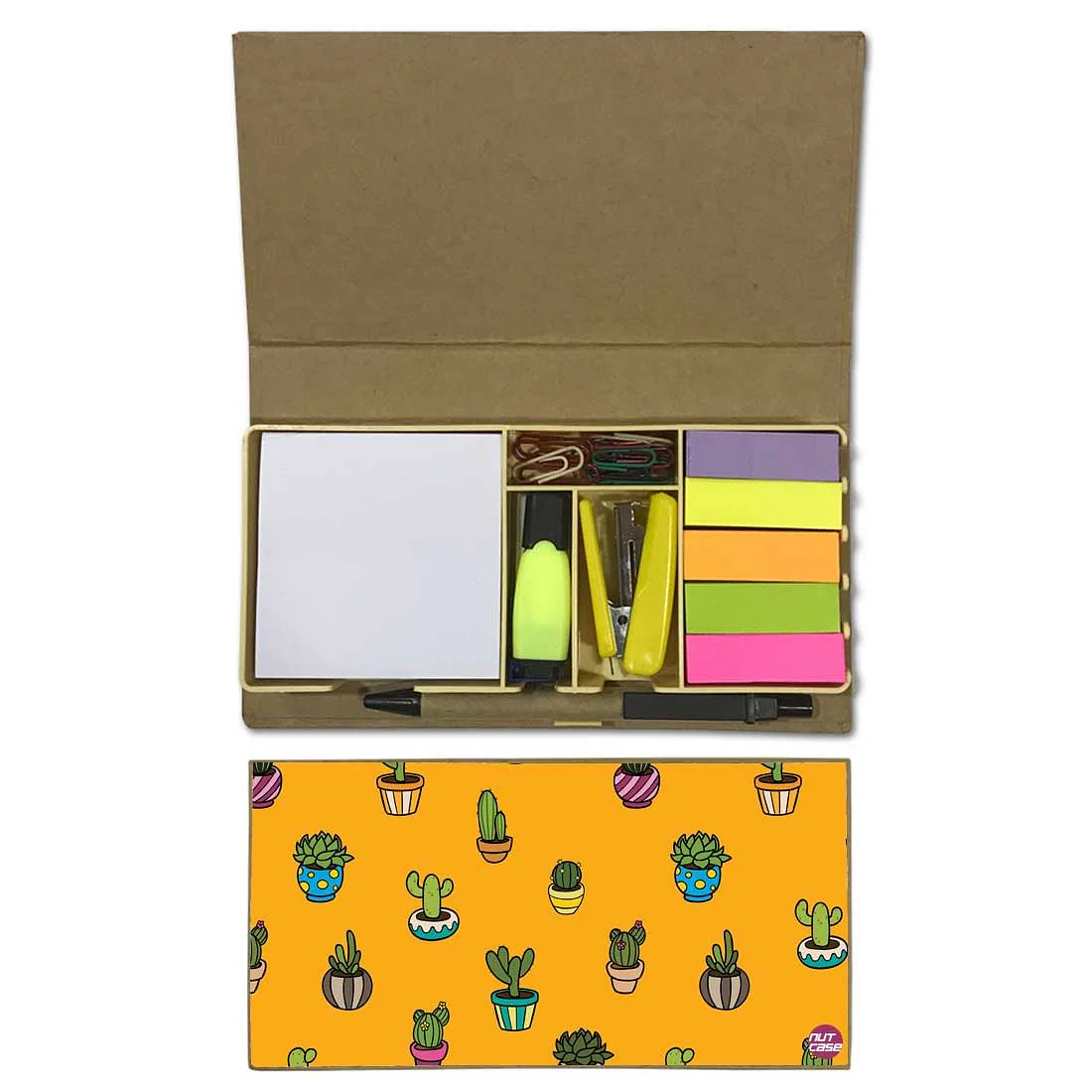 Stationery Kit Desk Organizer Memo Notepad - Cactus Cute