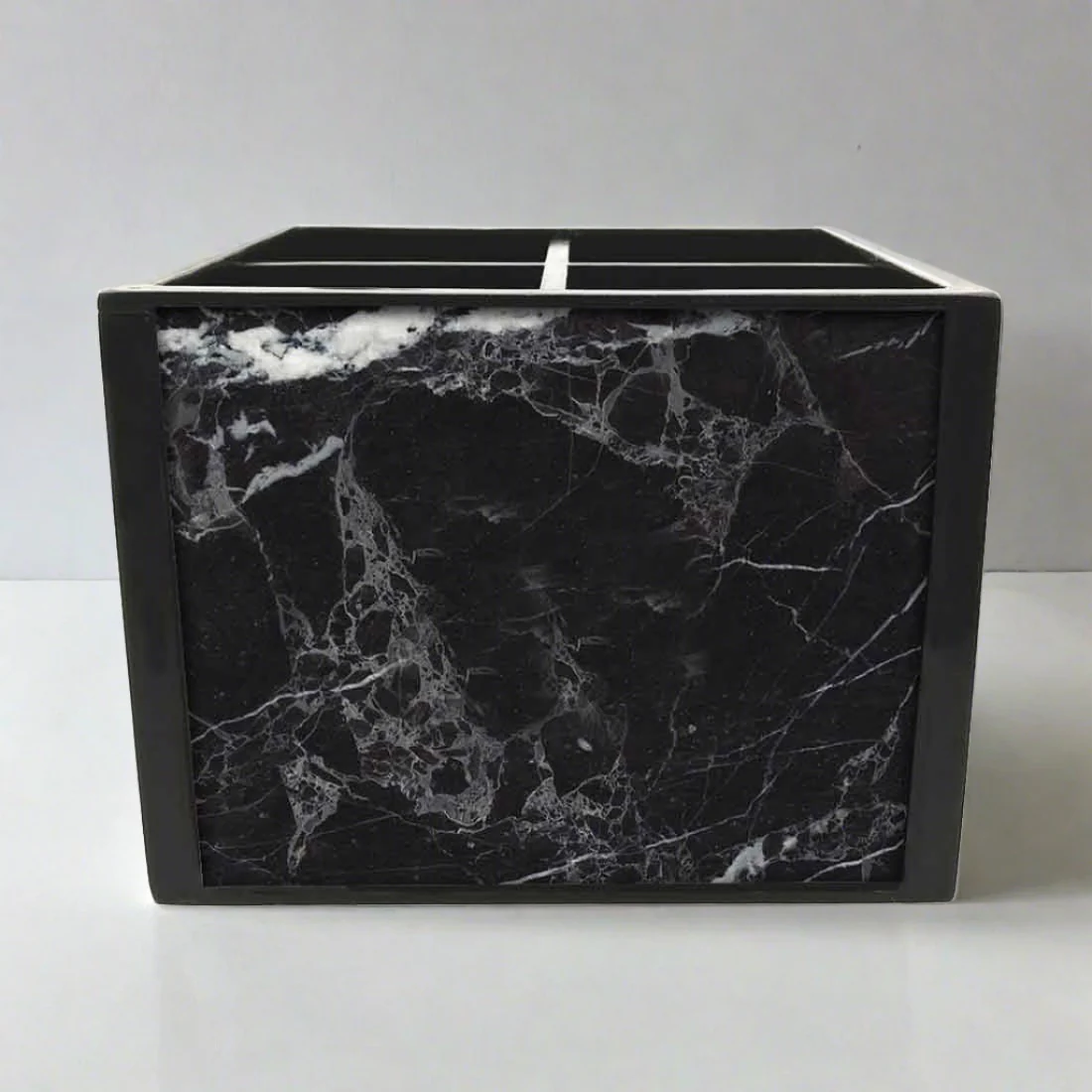 Classy Wooden Cutlery Holder for Dinning Table Organizer - Black Marble - Image 3
