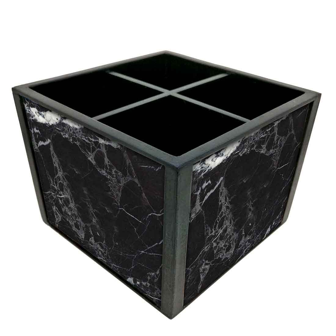 Classy Wooden Cutlery Holder for Dinning Table Organizer - Black Marble - Image 5