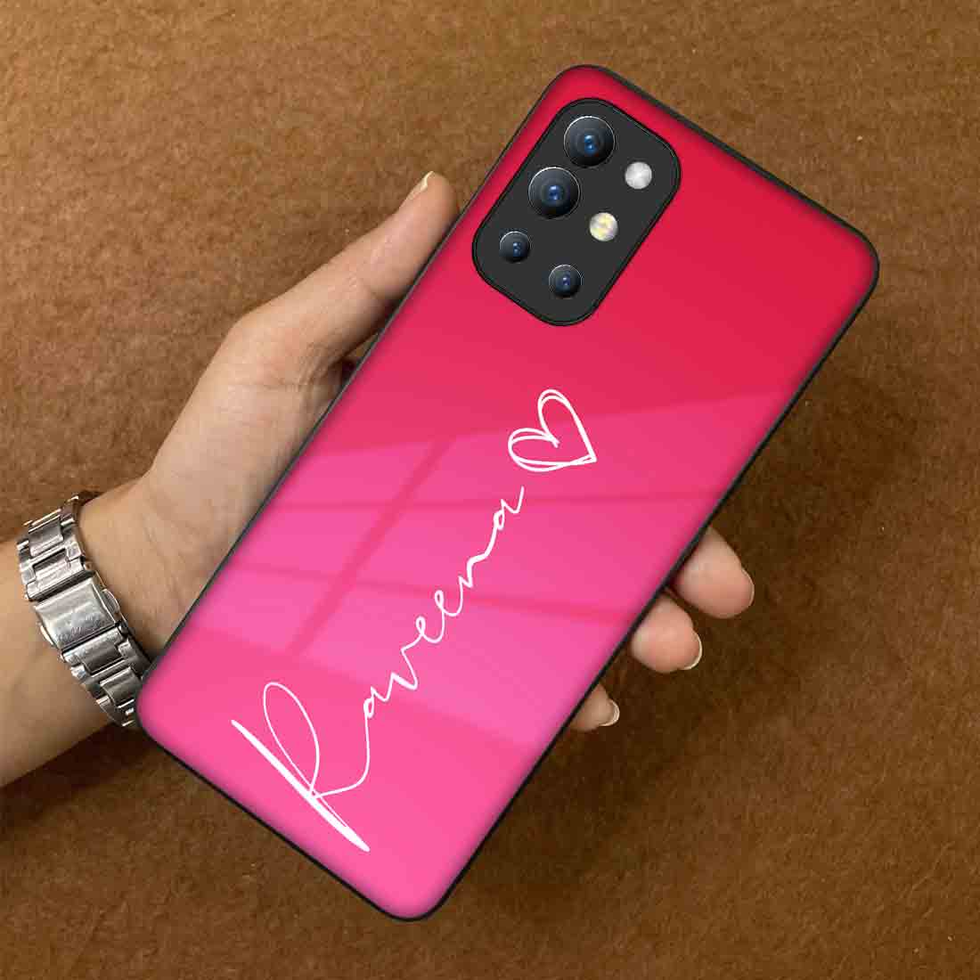 Oneplus 9R Back Cover with Name Customized Pink Phone Case with Signature Calligraphy Name - Image 3