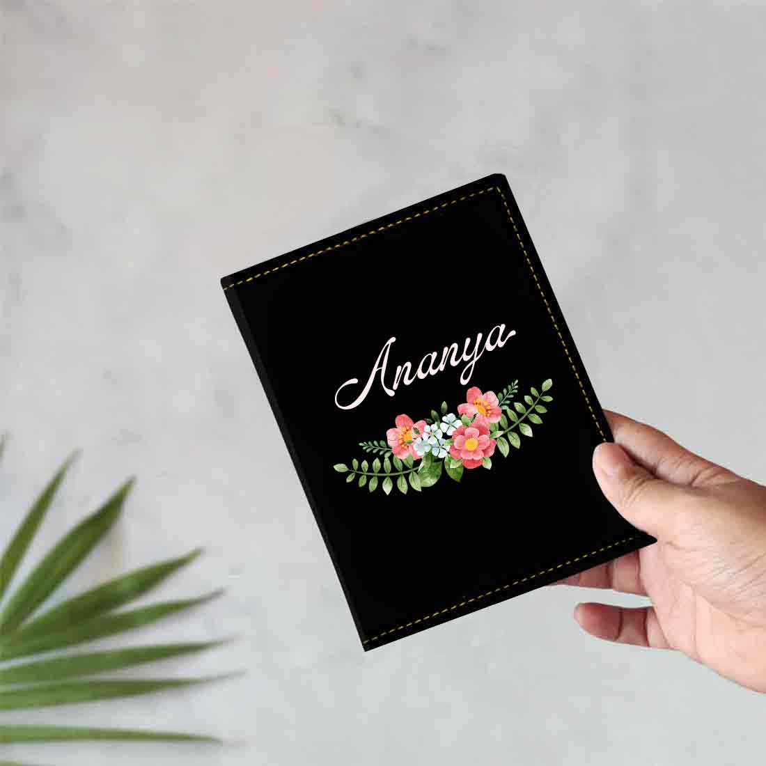 Pu Leather Customized Passport Cover and Luggage Tag Set - Floral - Image 4