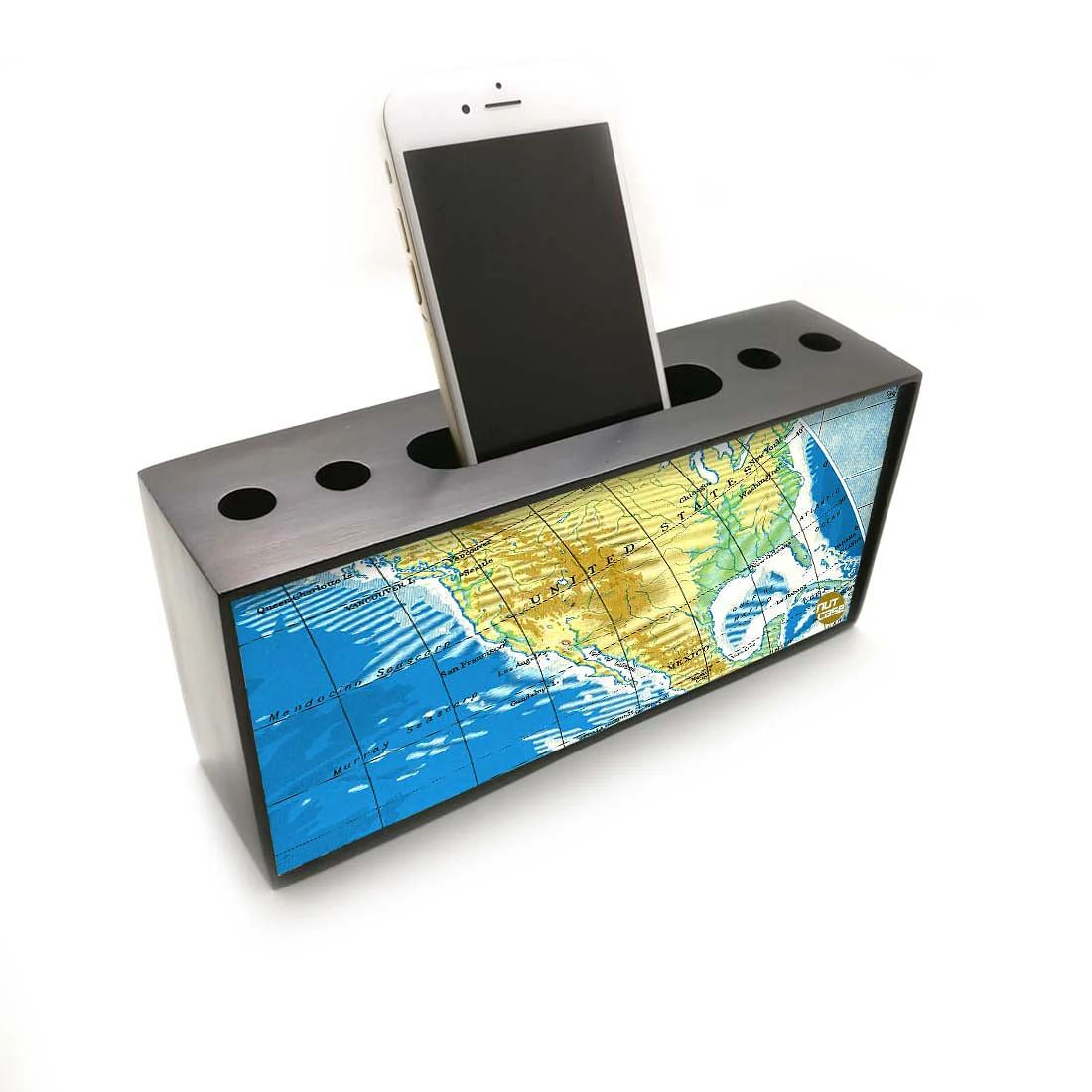 Phone and Pen Stand Holder Desk Organizer for Office - Atlas Map - Image 2