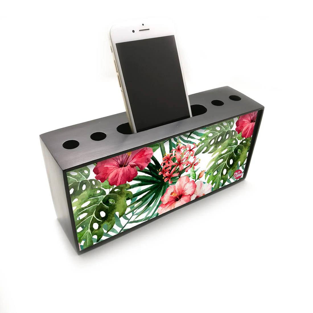 Pen Mobile Stand Holder Desk Organizer - Hibiscus Leaves - Image 2