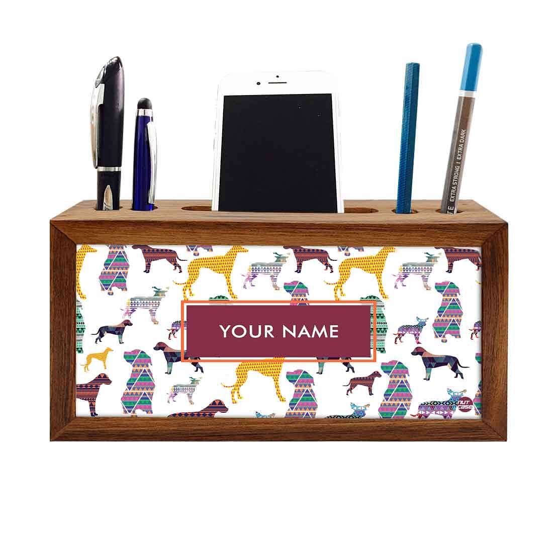 personalised Wooden desk organiser - Colorful Dog