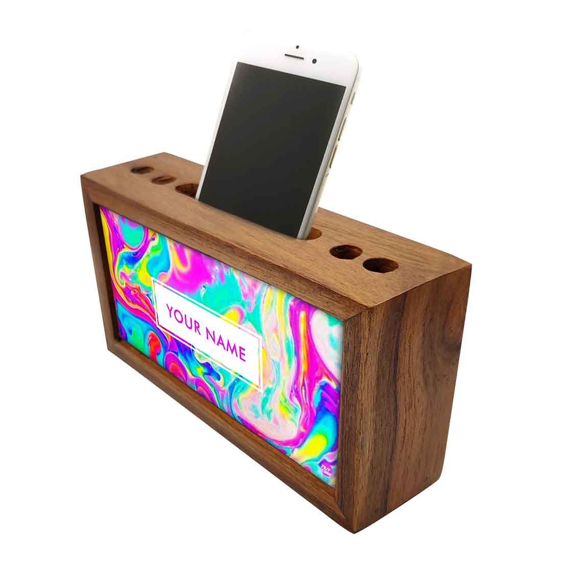 Personalized Wooden Desk Organizer - Oil Spill - Image 3