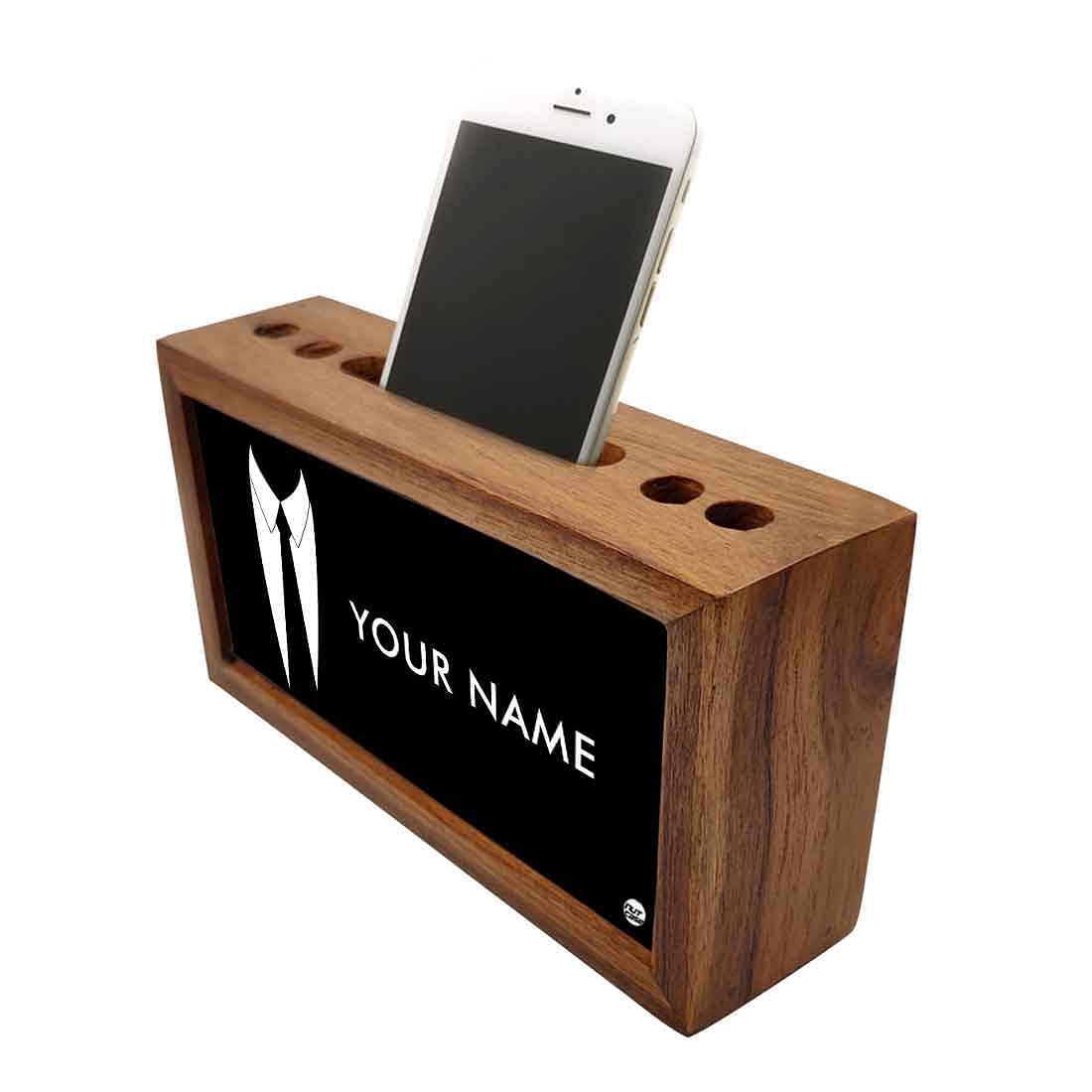 Personalized Wooden desktop organizer - Suit Up - Image 3
