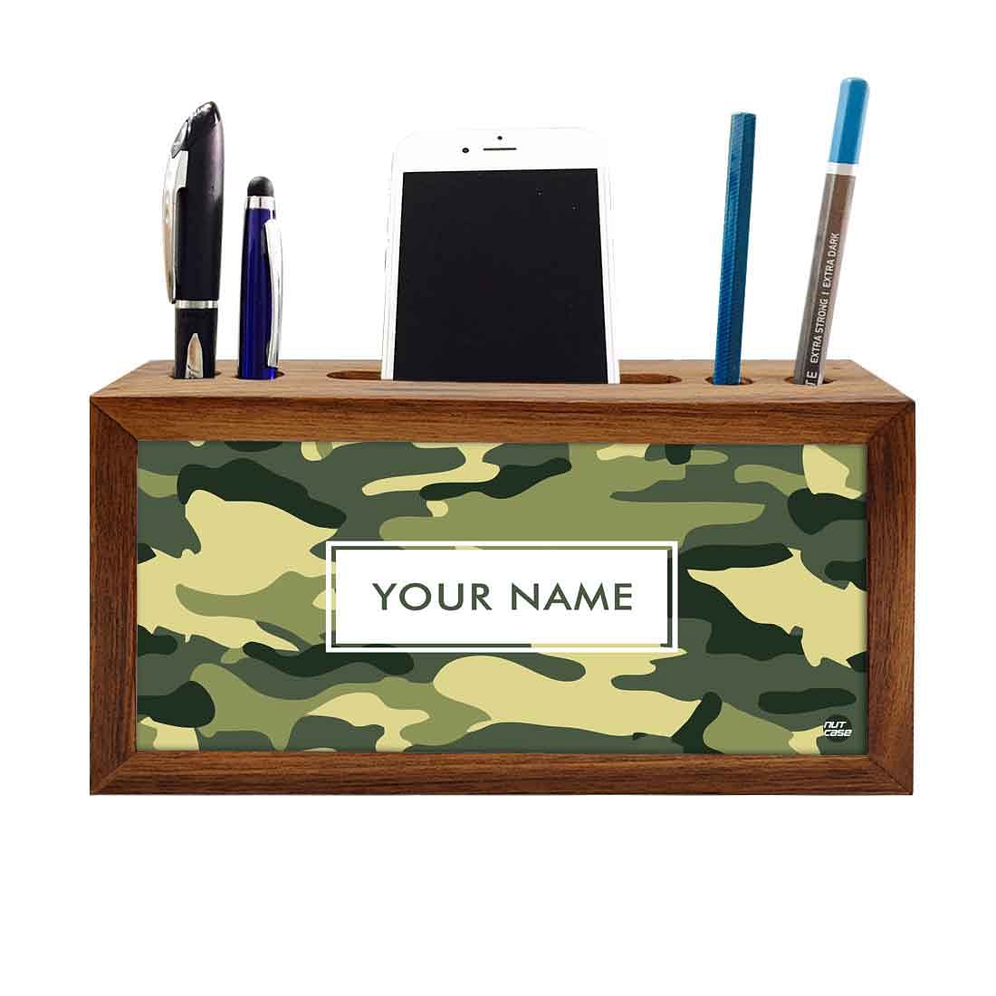 Custom-Made Wooden desktop storage drawers - Army Camo