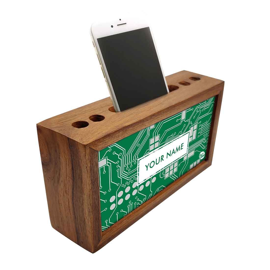 Personalized Wooden desktop organiser - Circuit Board Green - Image 2