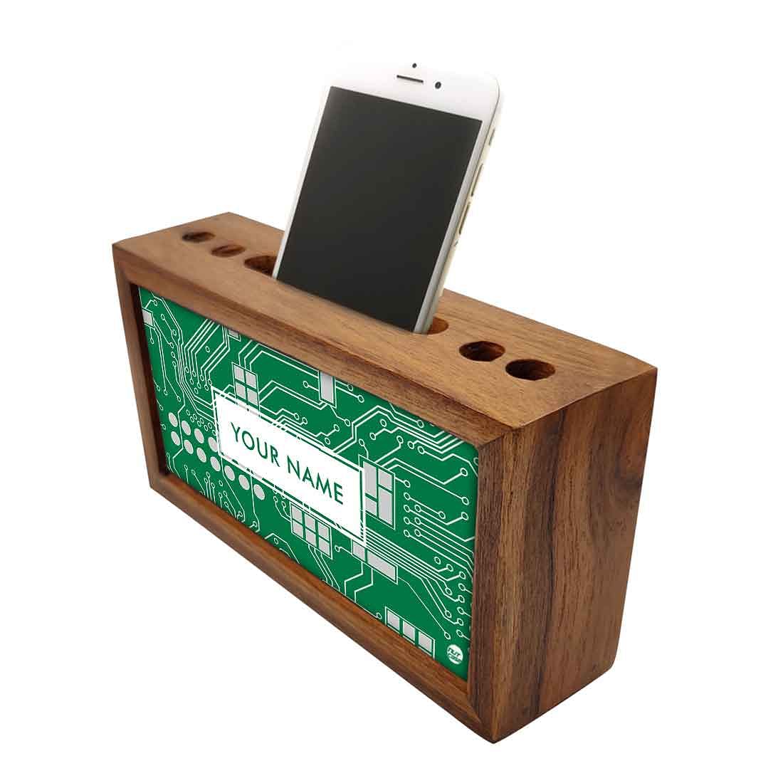 Personalized Wooden desktop organiser - Circuit Board Green - Image 3