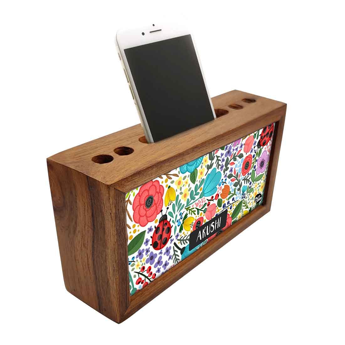 Customized Wooden Table Organizer - Floral Name - Image 2