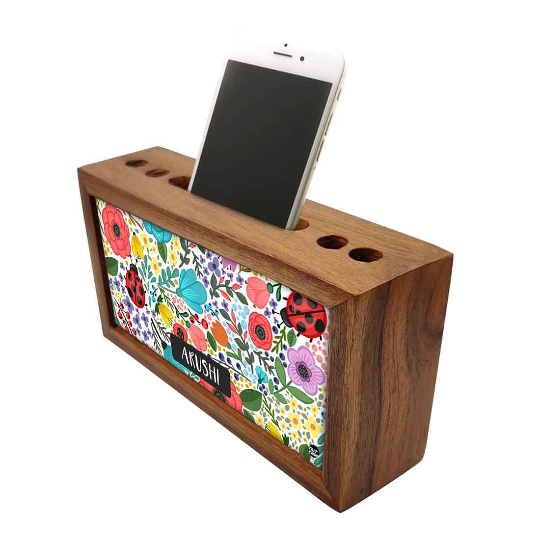 Customized Wooden Table Organizer - Floral Name - Image 3