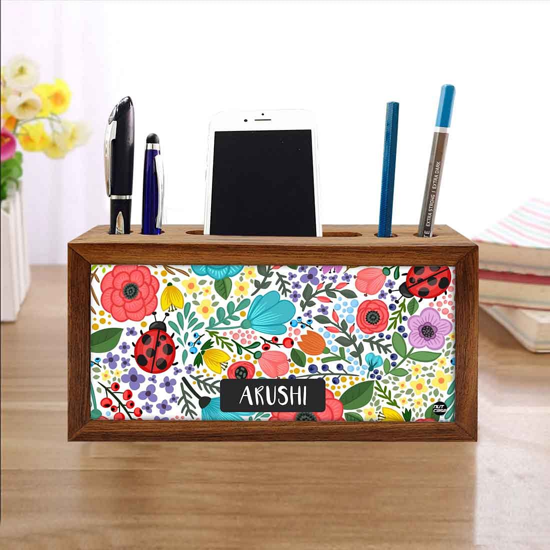 Customized Wooden Table Organizer - Floral Name - Image 4