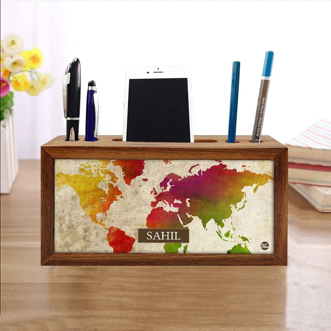 Custom Wooden desktop organizer - Watercolor Name - Image 4