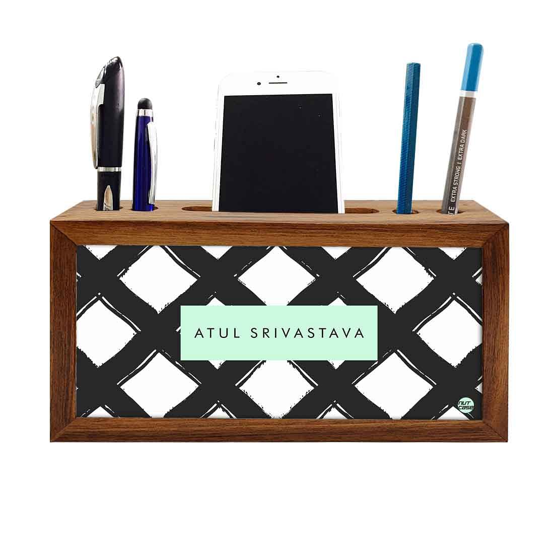Personalized Small Wooden drawers for desk - Diamond Pattern