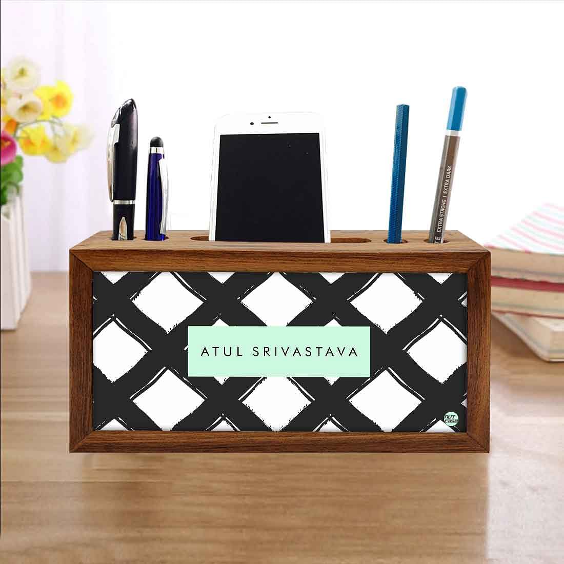 Personalized Small Wooden drawers for desk - Diamond Pattern - Image 4