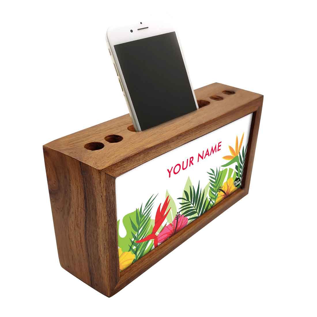 Custom-Made Wood desk organizer - Leaves - Image 2