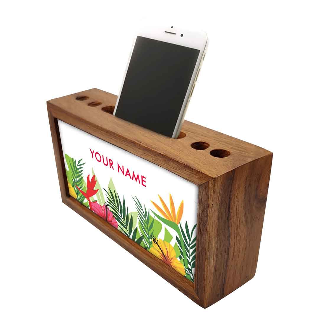 Custom-Made Wood desk organizer - Leaves - Image 3