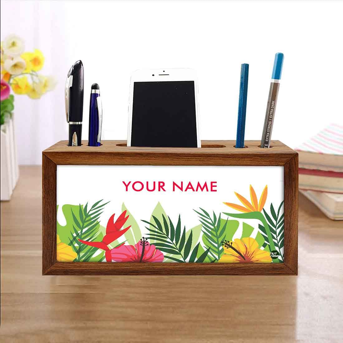 Custom-Made Wood desk organizer - Leaves - Image 4