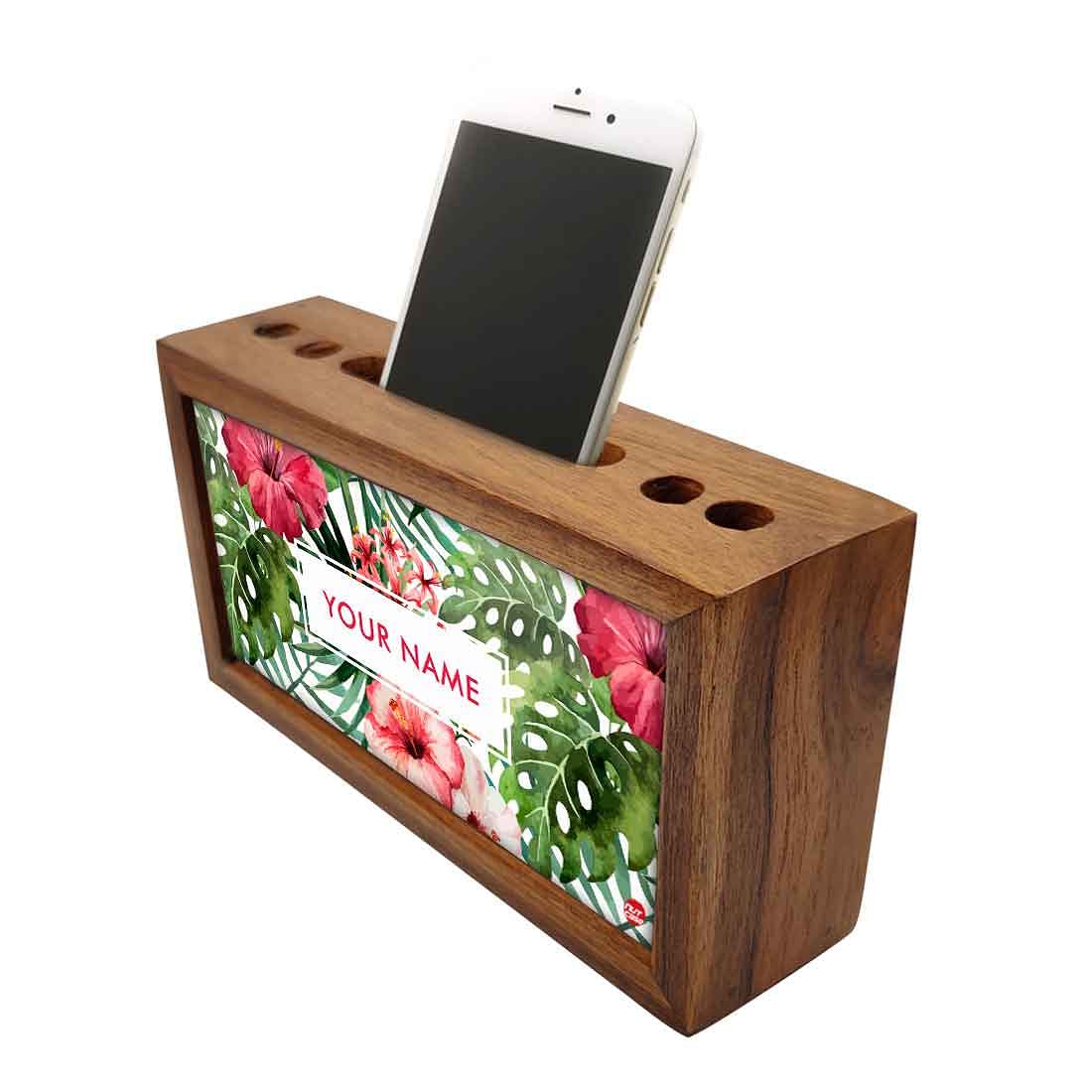 Custom Wood office organizer - Hibiscus - Image 3