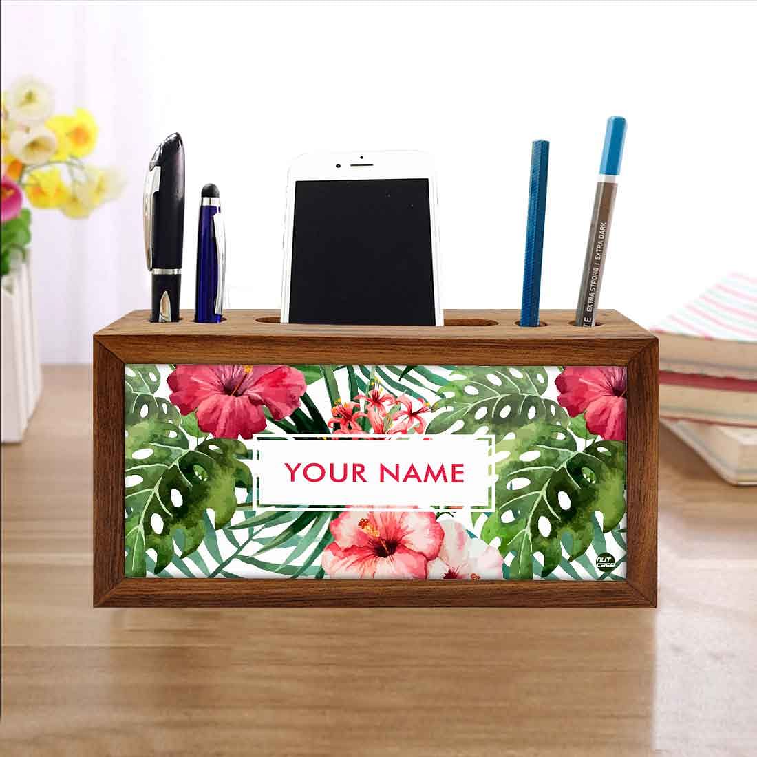 Custom Wood office organizer - Hibiscus - Image 4