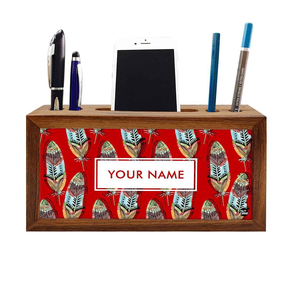 Custom personalised Wooden desk organiser - Blood Feathers