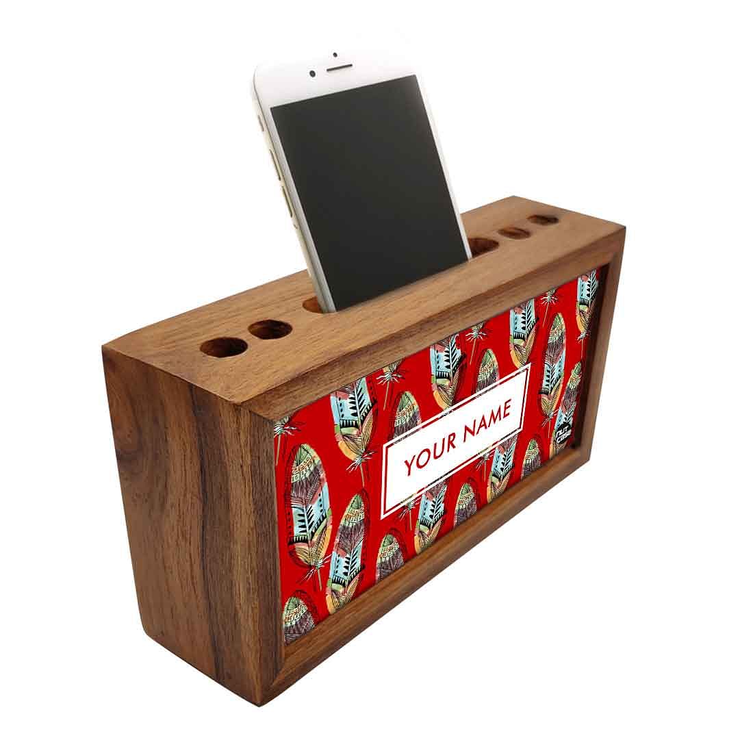 Custom personalised Wooden desk organiser - Blood Feathers - Image 2