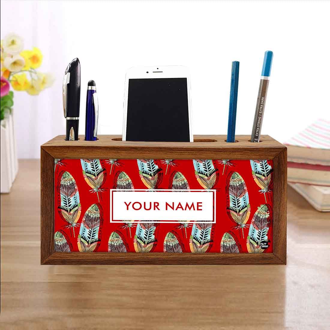 Custom personalised Wooden desk organiser - Blood Feathers - Image 4