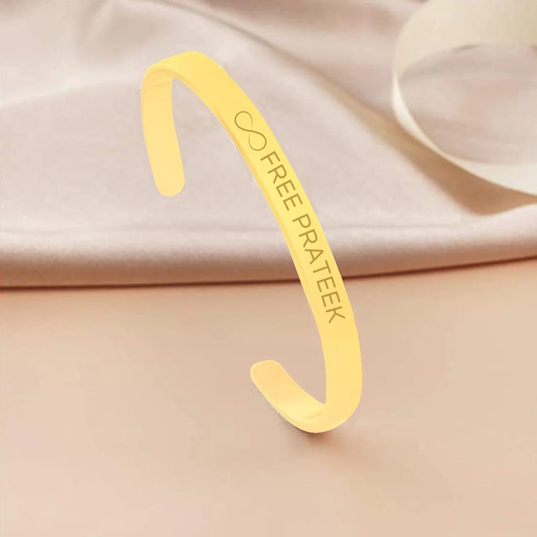 Engraved Personalised Bracelets Kada With Name for Men Women  - Rose Gold Plated/Black Rhodium/Gold Plated - Infinity - Image 16