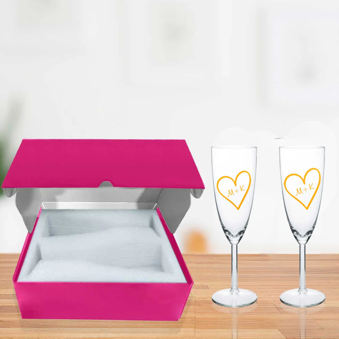 Personalised Champagne Glasses Flute Glass Set of 2  Anniversary Gift Idea  - Sweethearts - Image 4