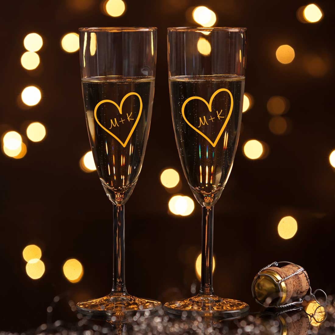 Personalised Champagne Glasses Flute Glass Set of 2  Anniversary Gift Idea  - Sweethearts - Image 6