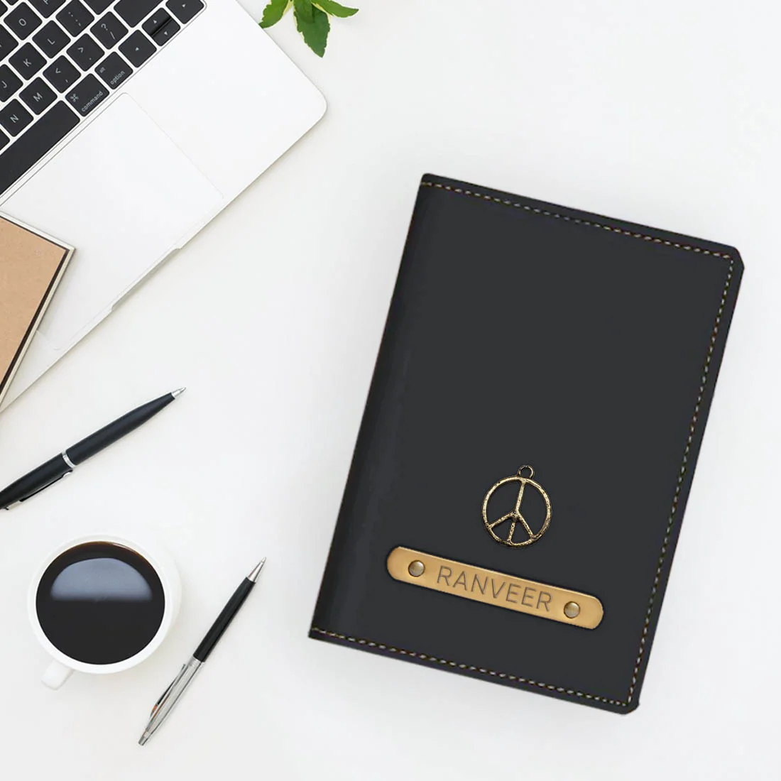 Personalised Travel Document Holder Passport Added Charm - Peace Sign - Image 7