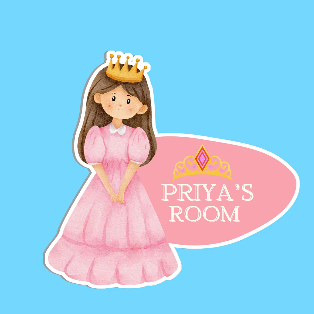Personalised Childrens Bedroom Door Signs for Girls - Kids Room Cartoon Name Board - Image 3
